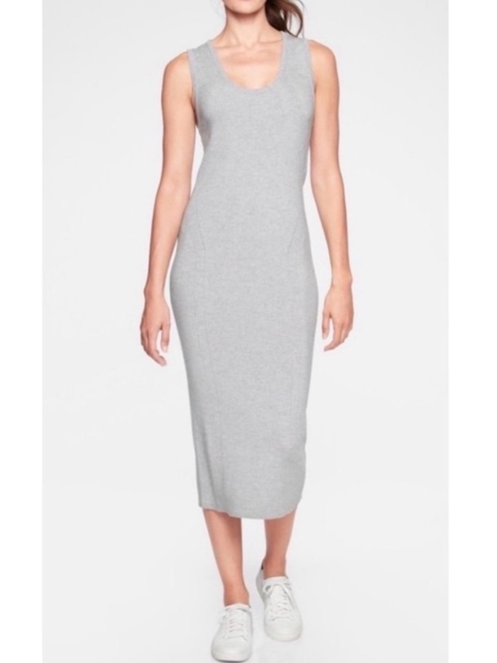Like new! Athleta River Rib Sweater Dress - Merino Extra Fine Wool - Gray